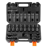 Amocart 360 Degree Swivel Impact Socket Set 3/8" Socket Set Deep Universal Metric 10-19mm 6 Point Cr-Mo Alloy Steel for Repair