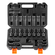 Load image into Gallery viewer, Amocart 360 Degree Swivel Impact Socket Set 3/8" Socket Set Deep Universal Metric 10-19mm 6 Point Cr-Mo Alloy Steel for Repair
