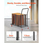 Amocart 300LBS Folding Chair Rack Cart L-shape Horizontal Placement with Rubber Wheels Metal Chair Storage Dolly for 25 Chairs