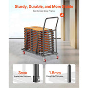 Bild in Galerie-Viewer laden, SucceBuy 300LBS Folding Chair Rack Cart L-shape Horizontal Placement with Rubber Wheels Metal Chair Storage Dolly for 25 Chairs
