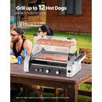 SucceBuy Hot Dog Roller 12/18/30 Hot Dog 5/7/11 Rollers Stainless Steel 750-1600W with Dual Temp Control Removable Shelf & Tray