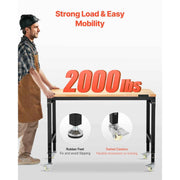 Load image into Gallery viewer, SucceBuy 48-Inch Adjustable Workbench 2000 lbs Load Work Bench with Power Outlet Wheels and Pegboard for Garage Workshop Home

