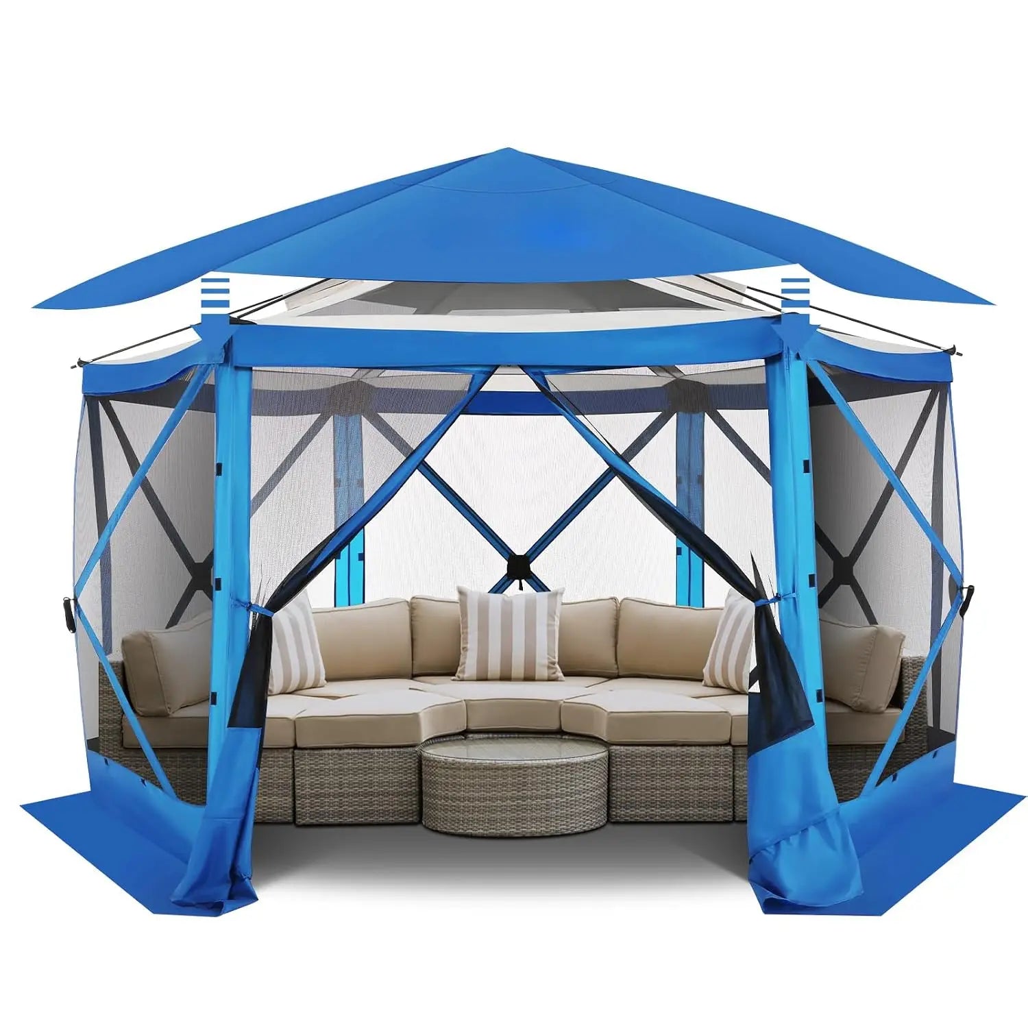 12x12 FT Screened Gazebo, Pop Up Stargazing Canopy Tent, Khaki | Gazebos On Clearance with Removable Roof,Instant, Customized
