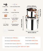 Bild in Galerie-Viewer laden, SucceBuy Alcohol Still 3 5 8Gal Stainless Steel Water Alcohol Distiller with Copper Coil Home Brewing Refining Fermentation Kit
