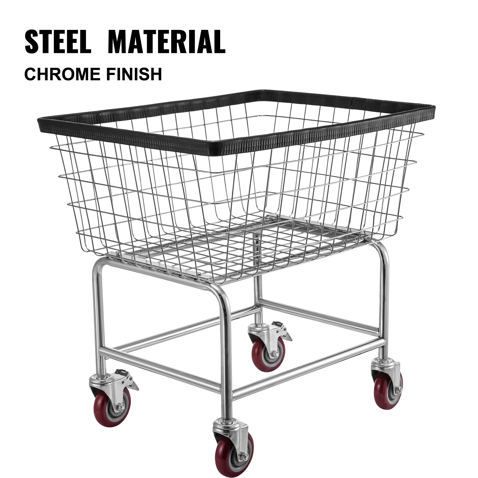 SucceBuy Commercial Wire Laundry Cart Laundry Basket 2.5/4.5 Bushel Heavy Duty with 4Inch Wheels for Home Bathroom Laundry Rooms