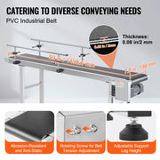 Load image into Gallery viewer, SucceBuy PVC Belt Conveyor Table Double Guardrail Stainless Steel Motorized Adjustable Speed for Factory Inkjet Coding Powered

