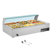 Load image into Gallery viewer, Amocart Commercial Food Warmer Electric Stainless Steel Steam Food Warmer Countertop Buffet Bain Marie with Soup for Catering
