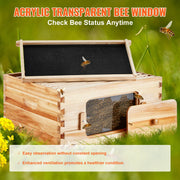 Load image into Gallery viewer, SucceBuy Bee Hive Deep Box Starter Kit 100% Beeswax Coated Natural Cedar Wood Langstroth Beehive Kit Transparent Acrylic
