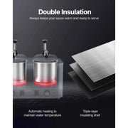 Load image into Gallery viewer, SucceBuy Electric Cheese Dispenser with Pumps 2.4 x 2 L Hot Fudge Warmer Stainless Steel Heated Double Pumps Dispenser for Fudge
