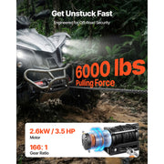 Bild in Galerie-Viewer laden, Amocart 6000LBS Electric Winch 12V ATV/UTV Winch with 49.2ft Synthetic Rope Wireless &amp; Wired Remote Control for Towing Off-Road

