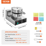 Amocart Commercial Waffle Maker 1230W Round Waffle Baker Machine Non-Stick Stainless Steel Belgian Waffle Iron w/ TIme Control