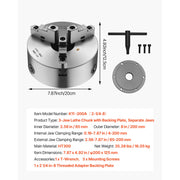 Load image into Gallery viewer, SucceBuy Lathe Chuck 3-Jaw / 4-Jaw / 6-Jaw Self-Centering Chuck &amp; Threaded Backing Plate, T-wrench Screws, Wood Metal Lathe Use
