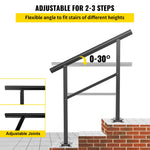 Amocart Outdoor Handrail 165LBS Load Aluminum  36 x 35\" Outdoor Stair Railing  Handrail Fits 2-3 Steps with Screw K for Home