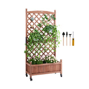 Bild in Galerie-Viewer laden, Amocart Wood Planter with Trellis  Outdoor Raised Garden Bed with Drainage Holesfor Vine Climbing Plants Flowers in Garden
