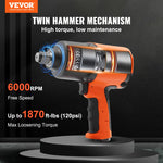 SucceBuy Air Impact Wrench 3/4" Square Drive 1870ft-lbs Nut-busting Torque Air Impact Gun Composite Pneumatic Gun Auto Repairs