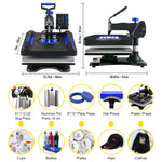 Amocart 5/8in1 15x15"/12x15"Dual-tube Heating Insulation Cotton Heat Press Sublimation Machine 360°Swing Design for Tshirts Etc