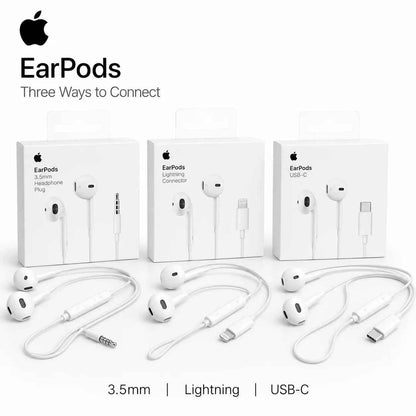 Official Apple EarPods Wired Earphones 3.5mm Lightning USB-C Connector with Mic Volume Control for iPhone iPad Mac