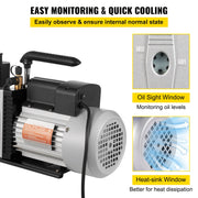 Charger l'image dans la visionneuse de galerie, Amocart 8CFM 2Stage Rotary Vane Professional Vacuum Pump (15Micron 3/4HP 1/4"flare 3/8 SAE 1/2"ACME inlet) for Air Conditioning
