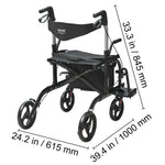 Amocart 2 in 1 Rollator Walker & Transport Chair for Seniors Folding Rolling Walker Wheelchair Combo & Aluminum Mobility Walker