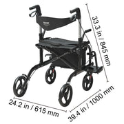 Bild in Galerie-Viewer laden, Amocart 2 in 1 Rollator Walker &amp; Transport Chair for Seniors Folding Rolling Walker Wheelchair Combo &amp; Aluminum Mobility Walker
