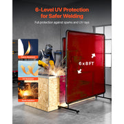 Load image into Gallery viewer, SucceBuy 2PCS Welding Curtains 6 x 8FT Welding Screen Curtain with 6-Level UV Protection &amp; Hanging Holes for Workshop/Industrial - AMOCART
