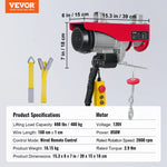 SucceBuy 200-800kg Electric Hoist with Wired/Wireless Remote Control Lifting Crane Cable Hoist Winch for Boat Garage Elevator
