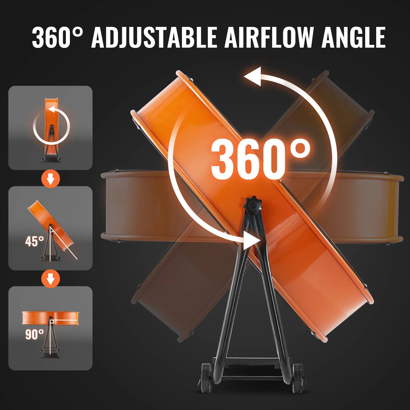 SucceBuy Drum Fan24 Inch High Velocity Shop Fan Use 3-Speed 8600CFM 360°0-2h Timer Fan to Warehouse Workshop Factory Basement