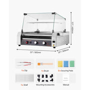 Load image into Gallery viewer, SucceBuy Hot Dog Roller 12/18/30 Hot Dog 5/7/11 Rollers Stainless Steel 750-1600W with Dual Temp Control Removable Shelf &amp; Tray
