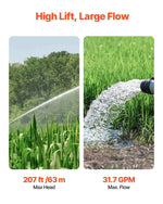 Amocart Deep Well Submersible Pump 1HP / 1.5HP / 2HP Output Power 230V/115V 31.7 GPM Flow for Industrial Irrigation & Home Use