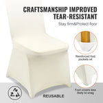 Amocart 30/50PCS Ivory Stretch Spandex Folding Chair Covers Universal Fitted Chair Cover Removable Protective Slipcovers