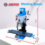 WEISS Milling Machine VM25L 1100W Brushless Motor Mill Drill MT3 R8 Variable Speed 2250rpm for Precision Machining
