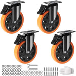 Amocart 2-6in PVC Furniture Caster Wheels Set of 4 Swivel Plate Casters with Security A/B Lock Non-Marking for Cart Workbench