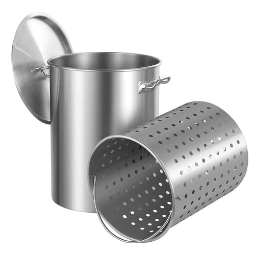 Amocart 36-100QT Stainless Steel Stockpot Cooking Pots Cookware Sauce Pot with Basket Lid Heavy Duty Commercial Grade Stock Pot