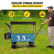 Load image into Gallery viewer, SucceBuy Folding Wagon Cart Adjustable Handle Bar Removable Canopy Oxford Cloth Collapsible Shopping Outdoor Camping Beach Cart - AMOCART
