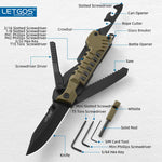 LETGOS Pocket Folding Knife, 22 in 1,Survival Gear EDC Rescue Tool with nylon sheath, Emergency, Camping, Hunting, Gift for dad