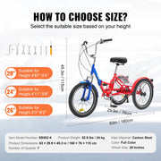Bild in Galerie-Viewer laden, SucceBuy 20-26inch Folding Adult Tricycle 7 Speed Carbon Steel 3 Wheels with Basket Adjustable Seat Shopping Picnic For Seniors

