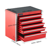 Load image into Gallery viewer, SucceBuy 5-Drawer 8.6in Metal Tool Box Red/Black Portable Small Tool Chest with PP Feet Pads for Garage Workshop Tools Storage
