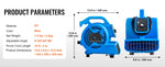 Amocart Floor Blower 1360 RPM 600 CFM Air Mover for Drying and Cooling Portable Dryer for Janitorial Home Plumbing Commercial