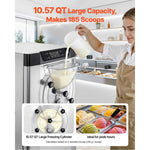 Amocart 2000/2400W Commercial Hard Ice Cream Machine with 6/10L 304 Stainless Steel Cylinder Auto Clean LED Panel for Snack Bar