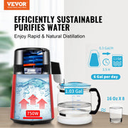 Load image into Gallery viewer, SucceBuy Water Distiller 4L 1.05 Gallon Pure Water Purifier Filter For Home Countertop750W Distilled Water Maker Stainless Steel - AMOCART
