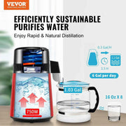 Load image into Gallery viewer, Amocart Water Distiller 4L 1.05 Gallon Pure Water Purifier Filter For Home Countertop750W Distilled Water Maker Stainless Steel
