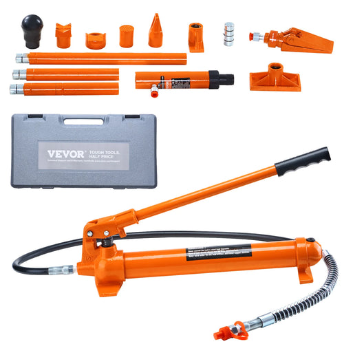 SucceBuy 10/12T Porta Power Kit Portable Hydraulic Jack with Oil Hose Auto Body Frame Repair Kit with StorageCase for Car Repair