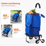 Amocart 36L Folding Shopping Cart Stair Climbing Handcart with Wheels & Oxford Cloth Bag Hand Truck for Grocery Laundry Storage