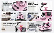 Charger l'image dans la visionneuse de galerie, Amocart Heat Press Machine 12x15inch  8in 1 Heat Transfer Machine 360° Swing Away T-Shirt for T-Shirts/Mugs/Hats/Plates Pink
