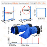 Amocart Dog Agility Training Equipment 4 PCS Set with Adjustable High Hurdles 6 Weave PolesJump Ring Square Pause Box Whistle