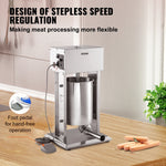 Amocart 10L/15L Electric Sausage Stuffer Stainless Steel Making Sausage Machine Commercial Grade with 4 Filling Funnel for Home