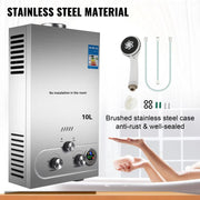 Load image into Gallery viewer, 10L 12L 18LLPG Portable Instand Water Heater Propane Gas LPG Wall-Mounted Tankless Water Heater Digital Display
