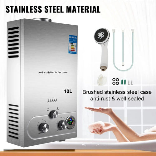 Gas LPG Water Heater 6/8/10/16/18L Propane  Portable Instand LPG Wall-Mounted Tankless Water Heater Digital Display