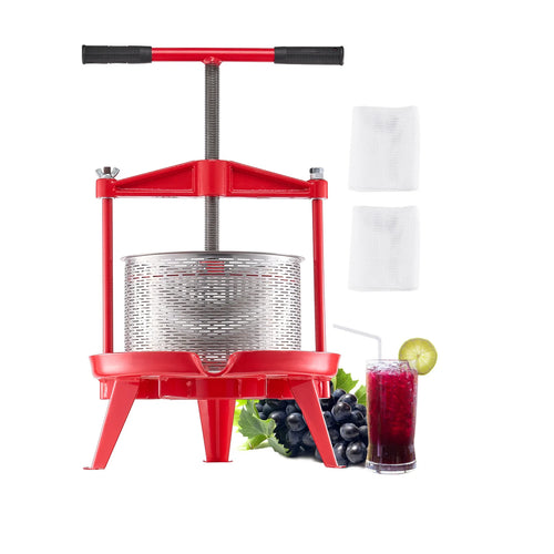 Amocart 9L 14L Fruit Wine Press Stainless Steel Basket with Cross-beam and Triangular Structure Manual Juice Maker for Kitchen