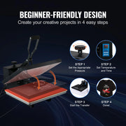 Load image into Gallery viewer, SucceBuy Heat Press Machine 15" x 15" /16" x 20" /16" x 24" Sublimation Printer Manual Clamshell Transfer on DIY T-shirt Pillow
